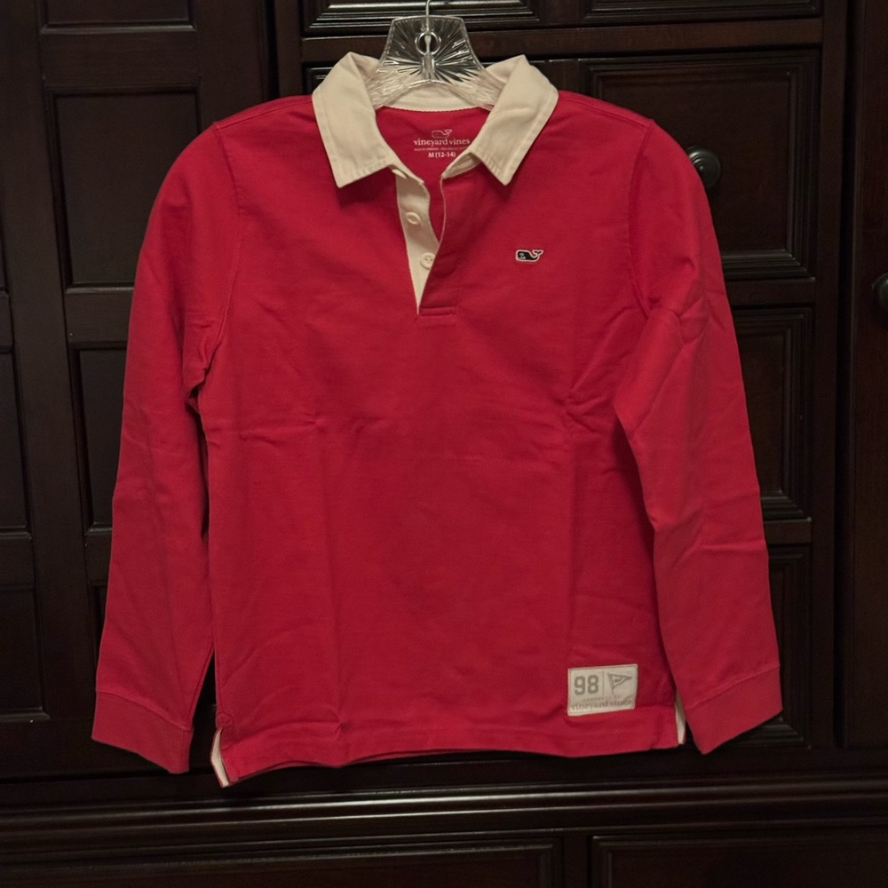 Vineyard Vines Kids Rugby Shirt in Red and White